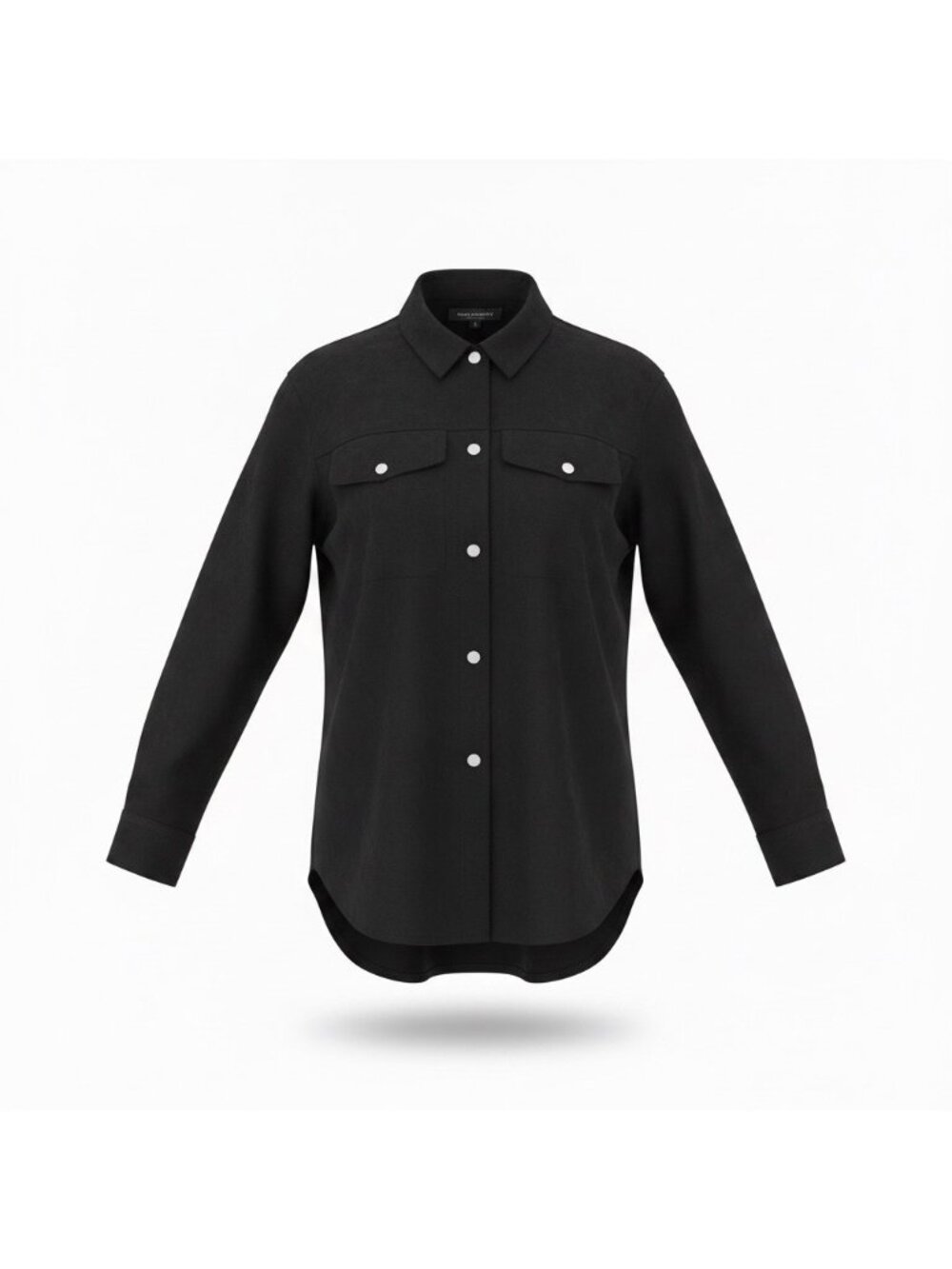 Truth Women Black Faux Leather Button-Down Shirt With Pockets Sz Small